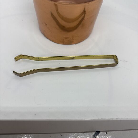 Copper Glass Ice Cube Container Ice Bucket with Pliers Vintage 1960s - 1970s - Picture 3 of 9